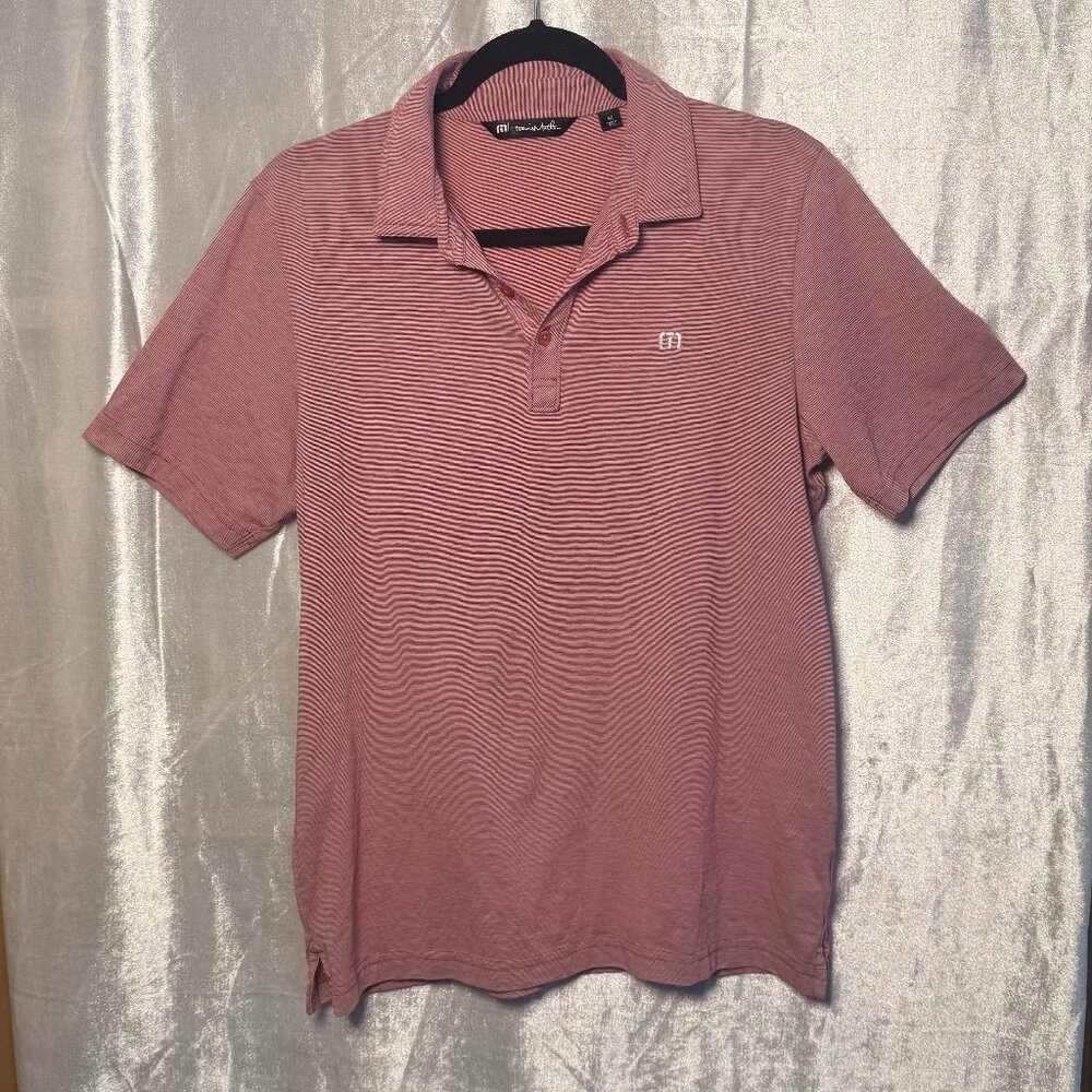 Travis Mathew Polo Shirt Mens Medium Pink Short Sleeve Golf Casual Performance